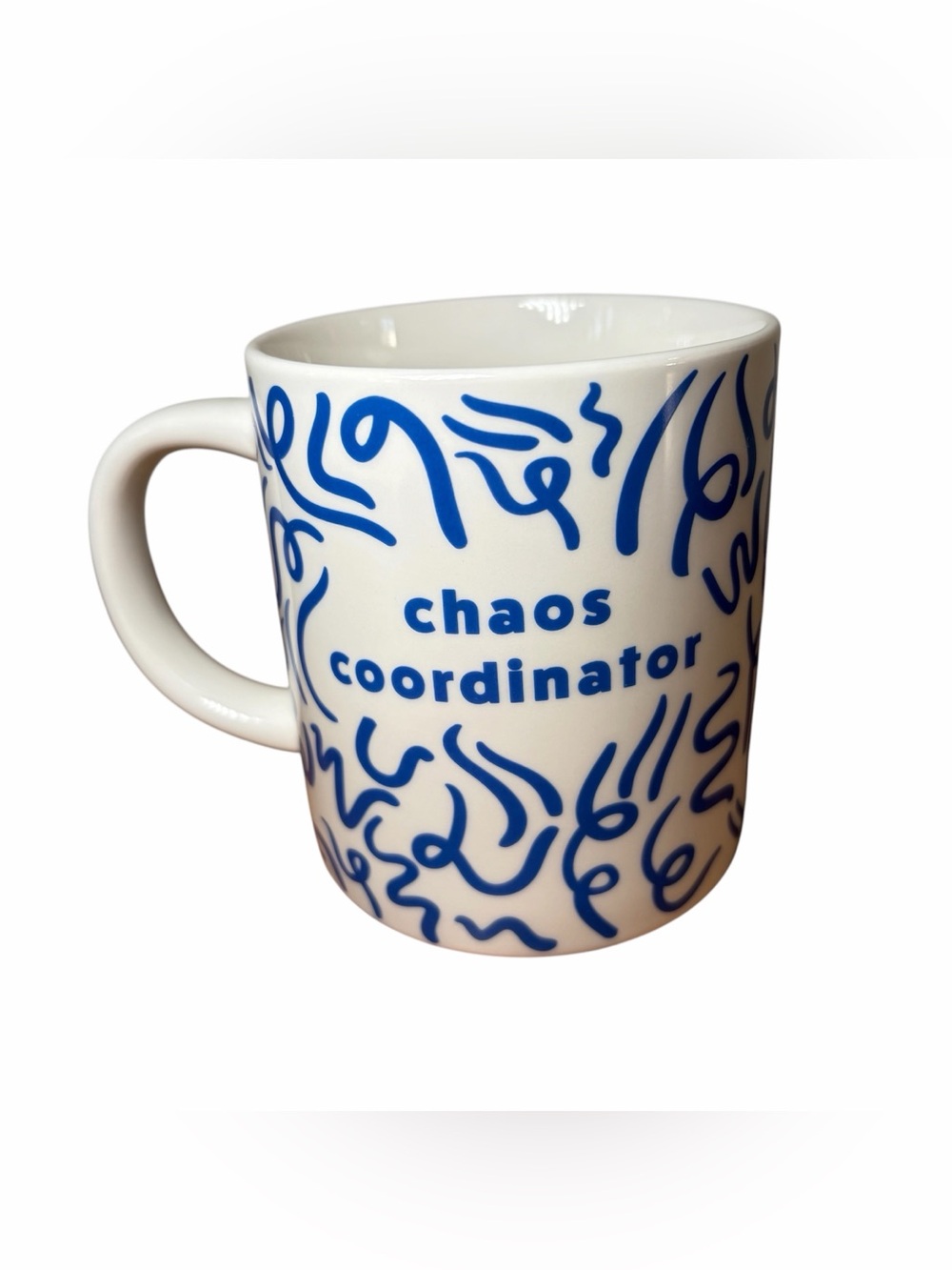"Chaos Coodinator" Parker Lane 14oz Mug Discontinued White/Blue Swirl New
